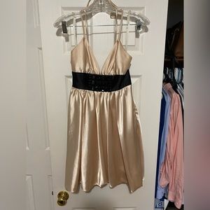 Champagne dress with black prom dress, size 2